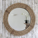 Rope Wall Mirror Wooden Wall Mirror for Home Decoration Wall Mount Mirror